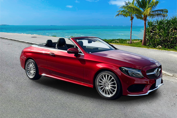 ☆OKIREN特別価格！！！☆那覇・豊見城市内無料送迎付き！☆ベンツC180コンバーチブル　赤