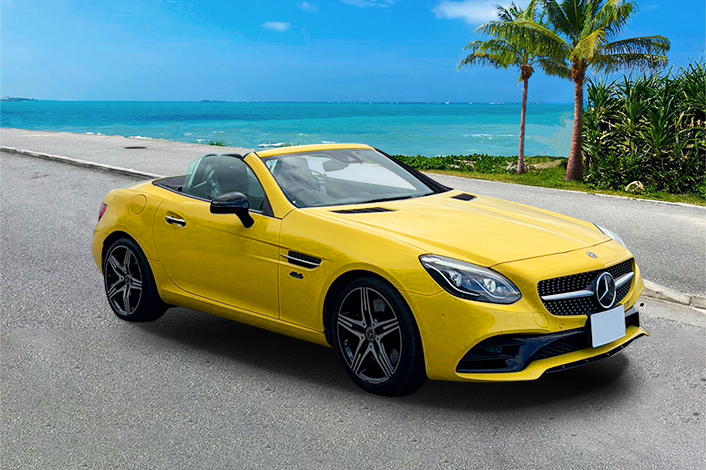☆OKIREN特別価格！！！☆那覇・豊見城市内無料送迎付き！☆ベンツSLC180コンバーチブル　黄色