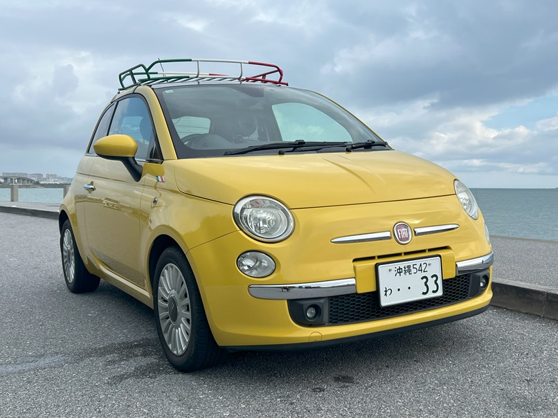 ルパンの愛したFIAT500 (1400cc)!  映える黄色で登場!!  ご希望場所に車をお届け