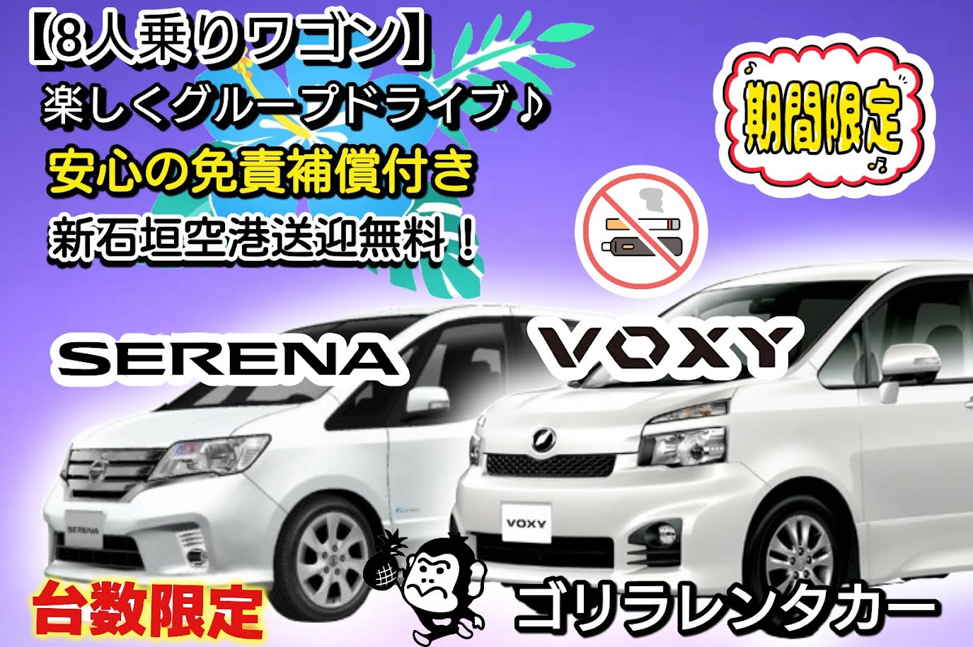 【★禁煙車】【★免責補償込み】 ワゴン８人乗り　石垣空港送迎無料！